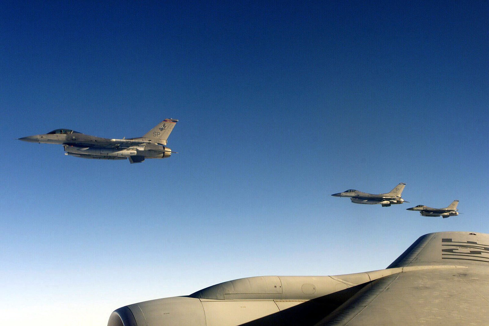 Three F-16 Fighting Falcon aircraft's from the 52nd Fighter Wing ...