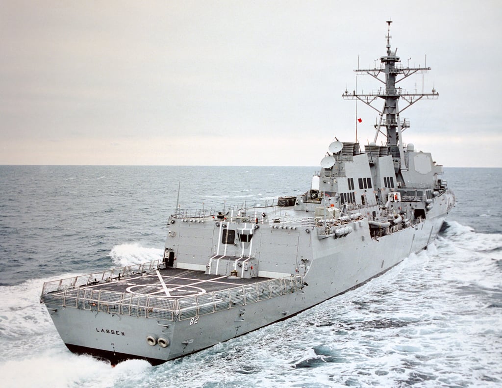 Quarter Starboard Stern View Of The Arleigh Burke Flight Ii Class Guided Missile Destroyer Uss