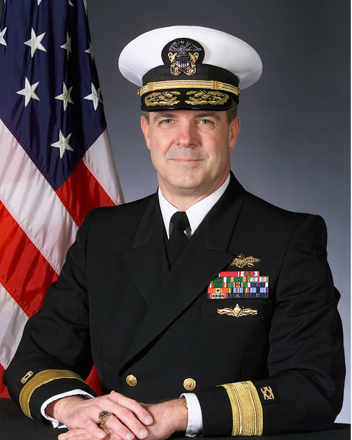 Portrait of US Navy Rear Admiral (lower half) David D. Pruett. (covered ...