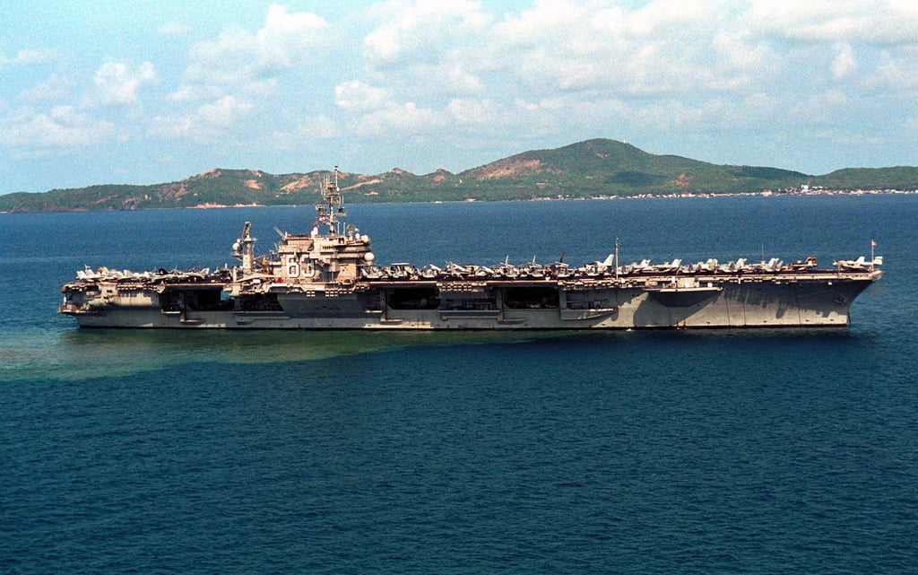 Starboard Side View Of The Aircraft Carrier Uss Kitty Hawk Cv 63 Entering The Harbor Near 6904