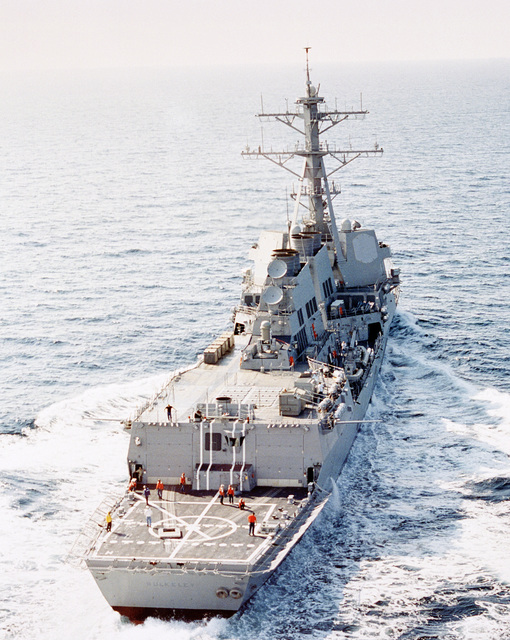 Stern view (off centerline) of the Arleigh Burke Flight IIA class ...