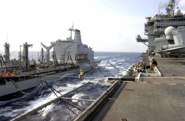 A view from onboard the Aircraft Carrier USS KITTY HAWK (CV 63) showing ...