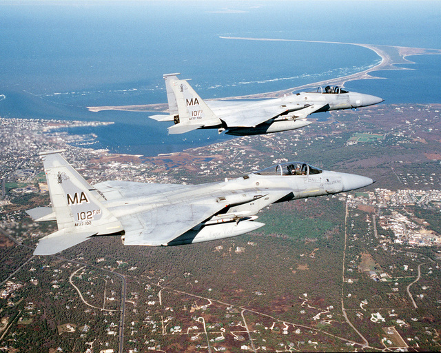 F-15 Eagles from the 102nd Fighter Wing, Otis, Massachusetts, Air ...