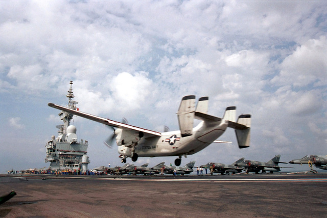 A US Navy (USN) C-2A Greyhound aircraft assigned to Fleet Logistics ...