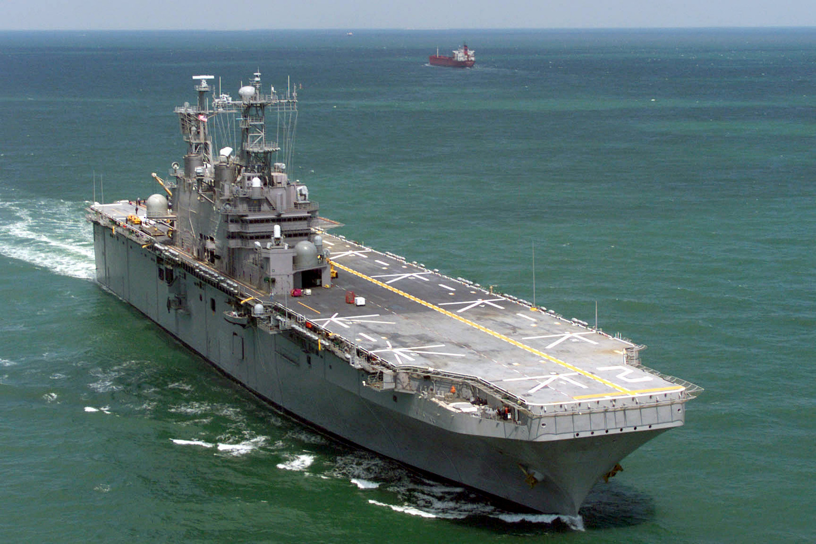 Starboard Bow View Of The Us Navy Usn Tarawa Class Amphibious Assault Ship Uss Saipan Lha 2 7523