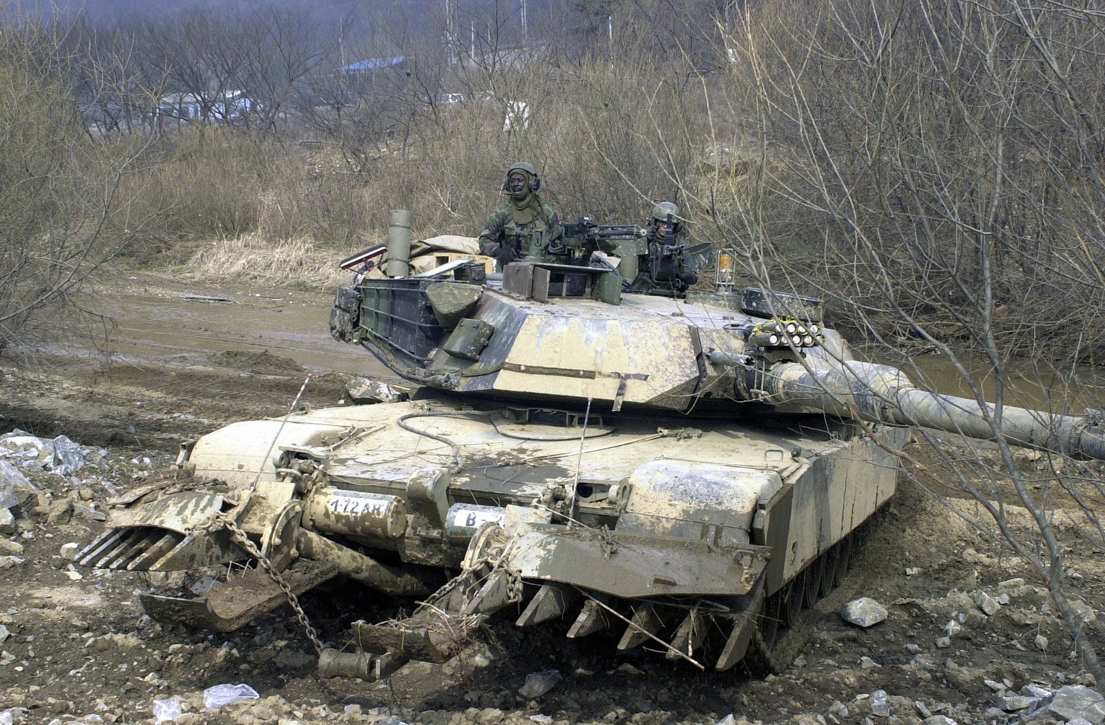 A US Army (USA) M1A1 Abrams Main Battle Tank (MBT) Equipped With A Mine ...