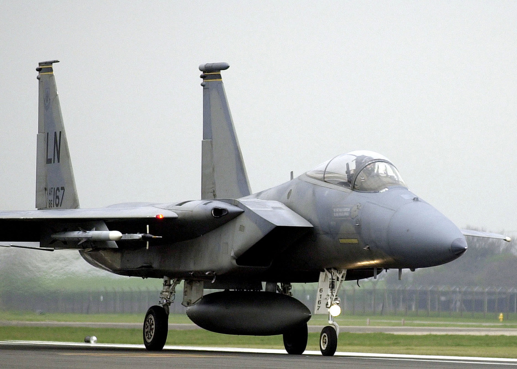 A United States Air Force (USAF) F-15C Eagle from the 493rd Fighter ...