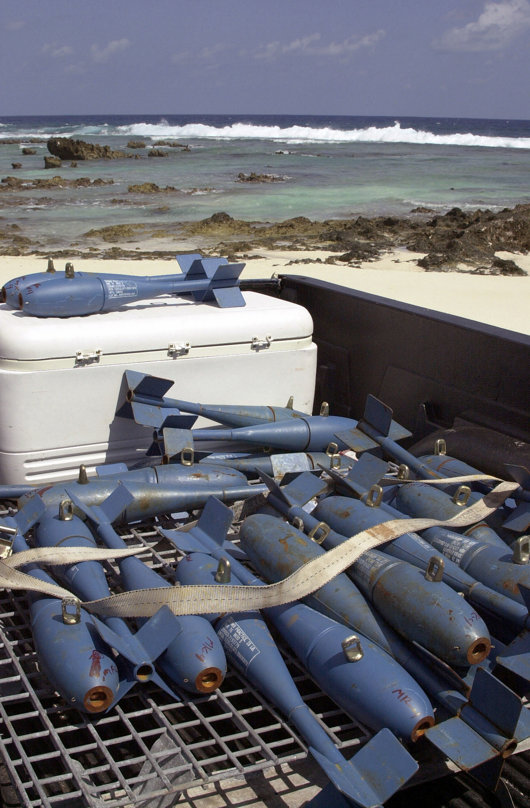 Blue Mk 76 Marine Practice Bombs From The 1st Marine Air Wing Maw Sit Aboard A