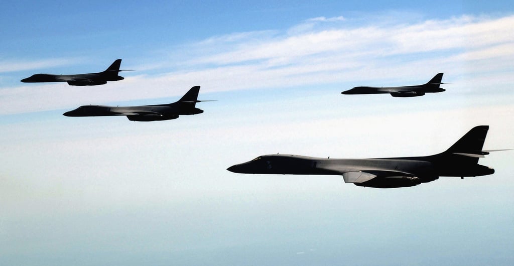 A Formation Of United States Air Force (USAF) B-1B Lancer Bombers From ...