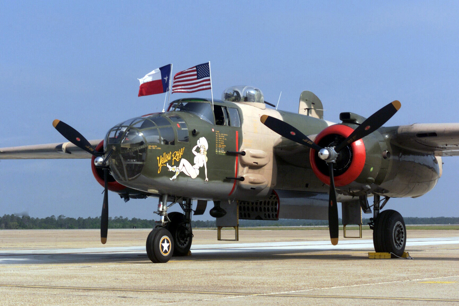 A Restored World War II B-25 Mitchell Bomber Aircraft Yellow Rose, On ...