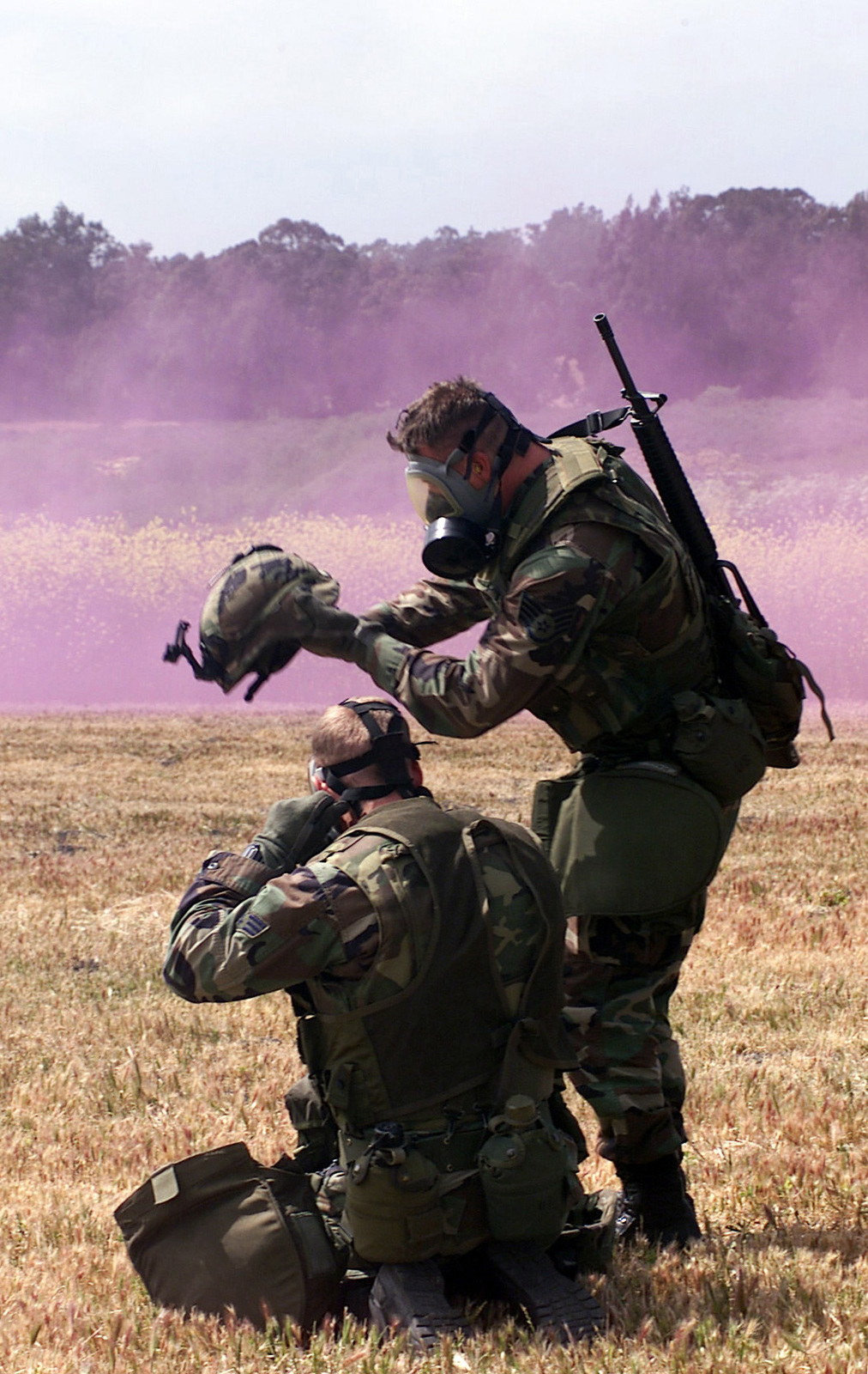 Two US Air Force (USAF) Security Police (SP) assigned to the 310th ...