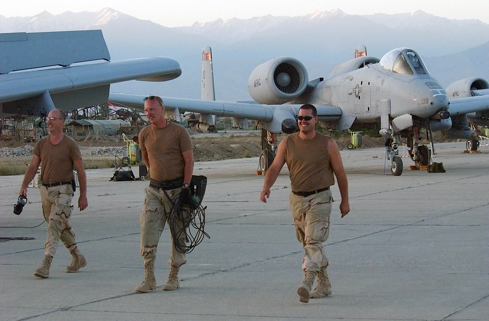 US Air Force Reserve (USAFR) Maintenance personnel deployed at Bagram Air  Base (AB), Afghanistan, finish a