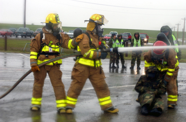 US Air Force (USAF) Firefighters assigned to the 341st Space Wing (SW ...