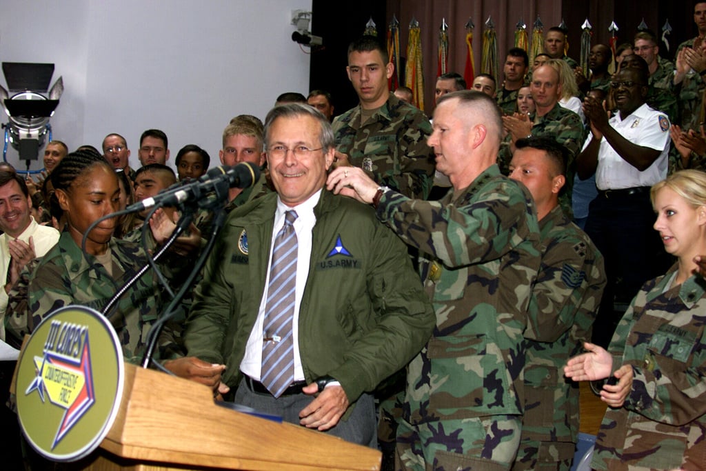 The Honorable Donald H. Rumsfeld (second From Left), U.S. Secretary Of ...