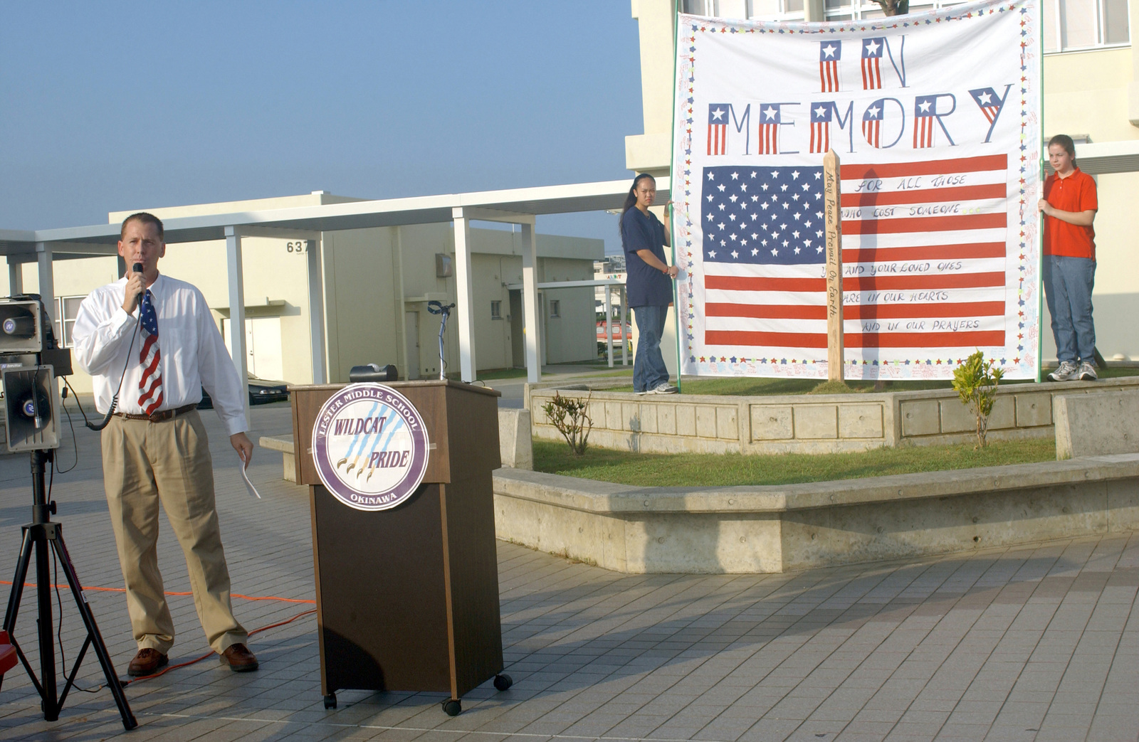 Mr. Jeff Arrington, Assistant Principal, Lester Middle School, Camp Lester,  Okinawa, Japan, Speaks During A Ceremony To Commemorate The One Year  Anniversary Of The September 11Th Attacks - Nara & Dvids Public