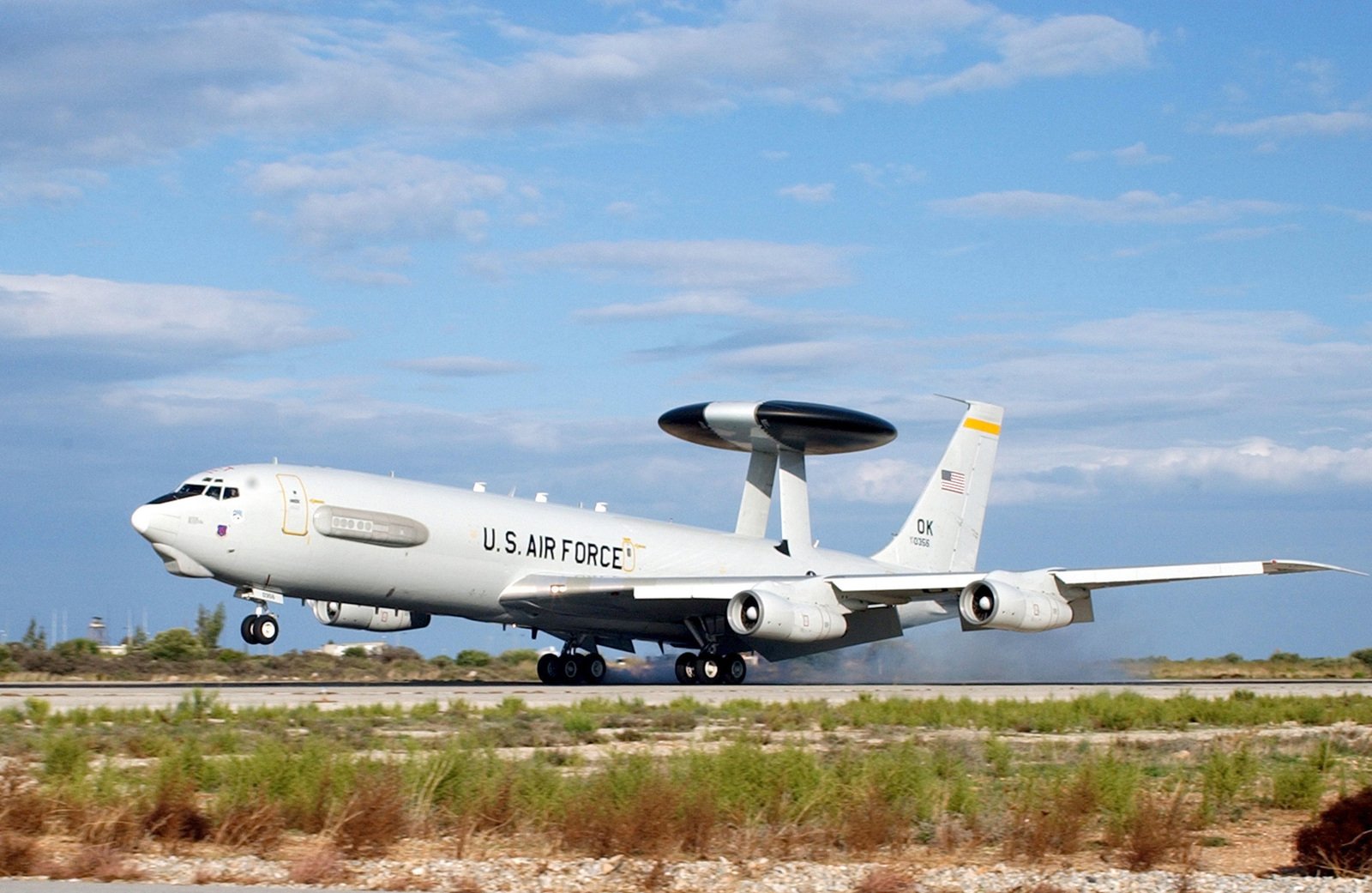 A Us Air Force Usaf E 3 Sentry Airborne Warning And Control System Awacs Lands At