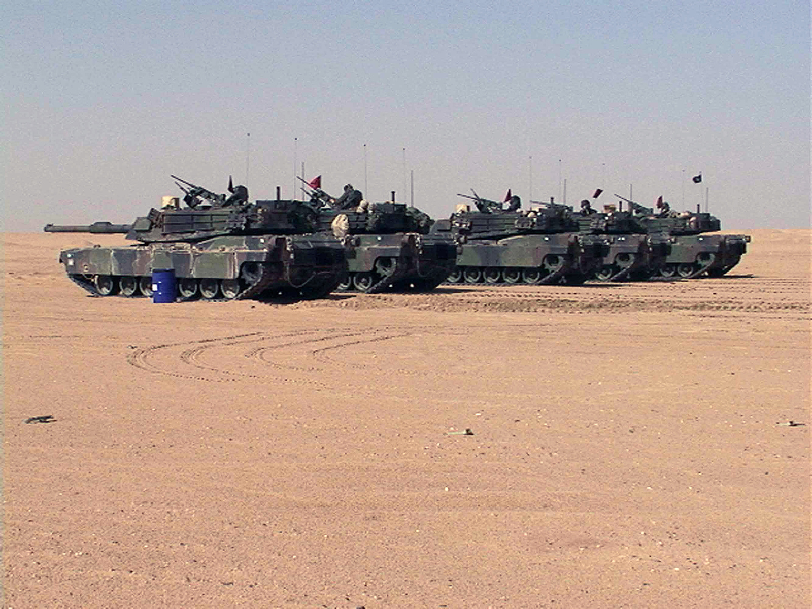 US Marine Corps (USMC) M1A2 Abrams Main Battle Tanks (MBT) from Bravo ...