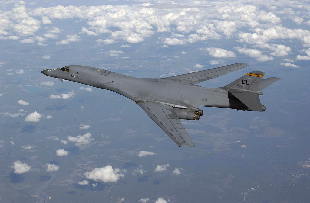 A US Air Force (USAF) B-1B Lancer bomber from the 37th Bomb Squadron ...