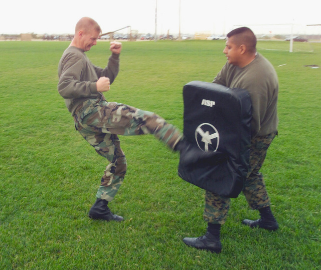 US Marine Corps (USMC) STAFF Sergeant (SSGT) Mike Picklo executes a ...