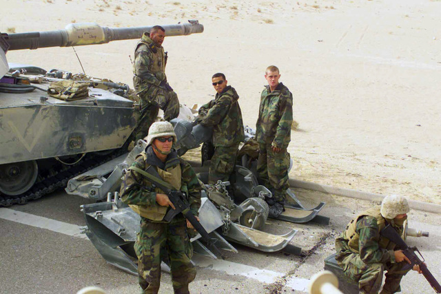 US Marine Corps (USMC) Tank Crew From Charlie Company, 1ST Tank ...