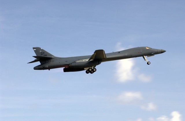 A US Air Force (USAF) B-1B Lancer Bomber, Deployed From Dyess Air Force ...