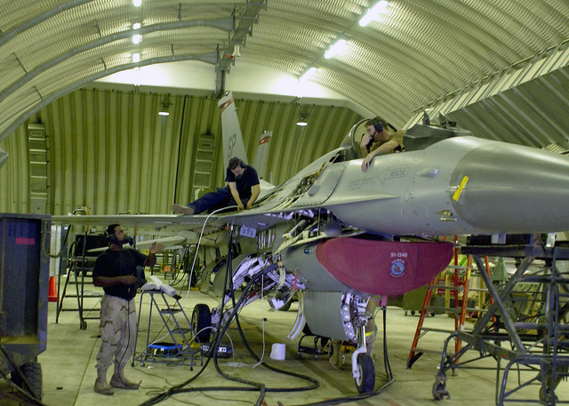 At a forward-deployed air base, US Air Force (USAF) Phase Maintenance ...