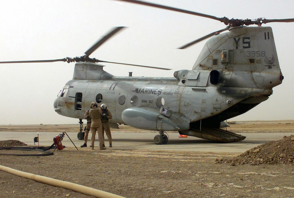 CH-46E Sea Knights on the Ground in Iraq