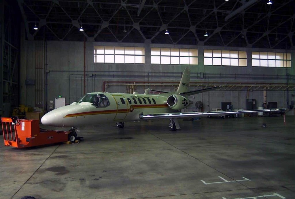 A Us Marine Corps Usmc C 35 Citation V Executive Passenger Aircraft Parked In A Hanger Located On Marine Corps Air Station Mcas Futenma Waits For Its Next Mission U S National Archives