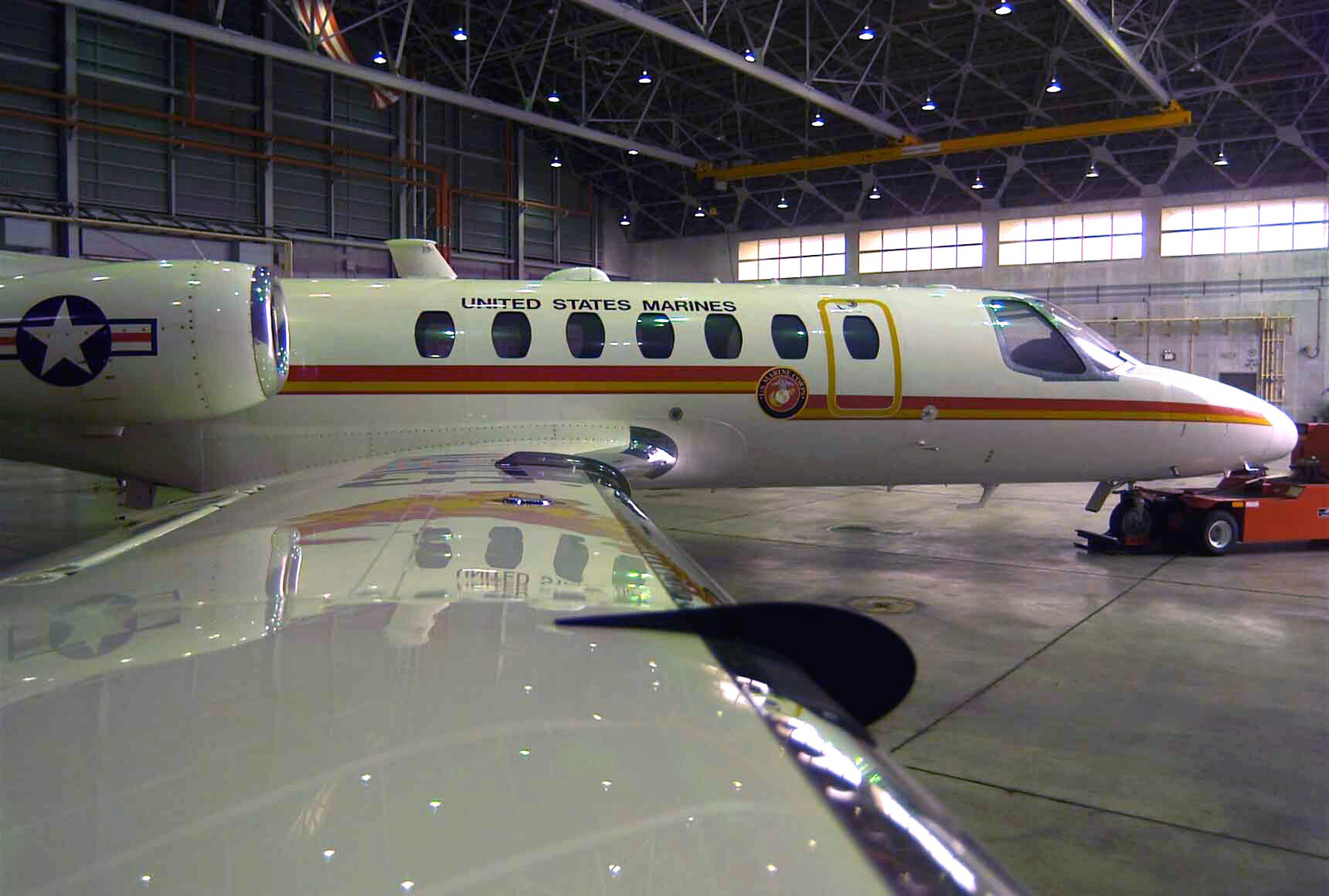 A Us Marine Corps Usmc C 35 Citation V Executive Passenger Aircraft Parked In A Hanger Located On Marine Corps Air Station Mcas Futenma Waits For Its Next Mission U S National Archives