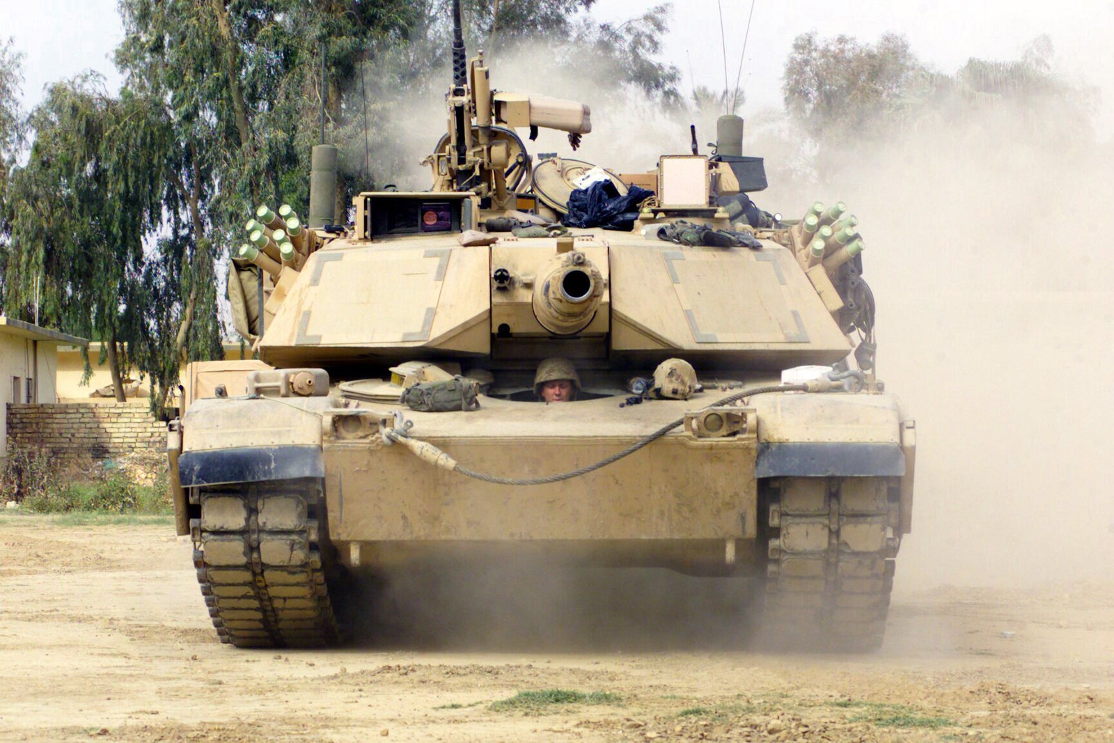 A US Marine Corps (USMC) M1A1 Abrams Main Battle Tank (MBT), with ...