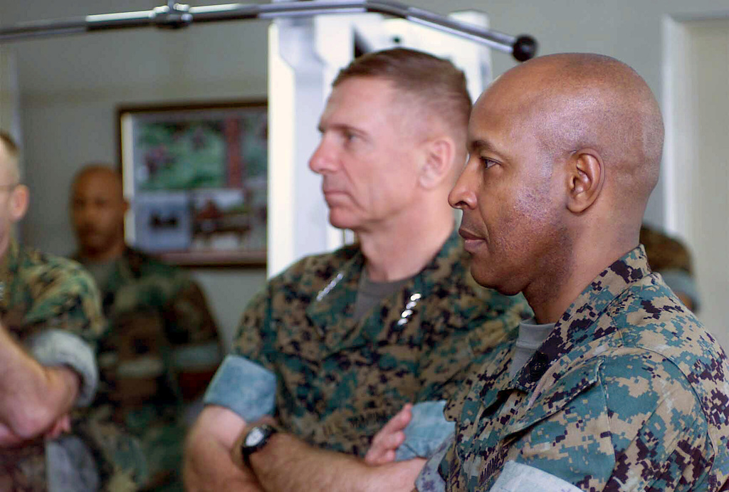 General (GEN) Michael W. Hagee, (left), Commandant of the Marine Corps ...