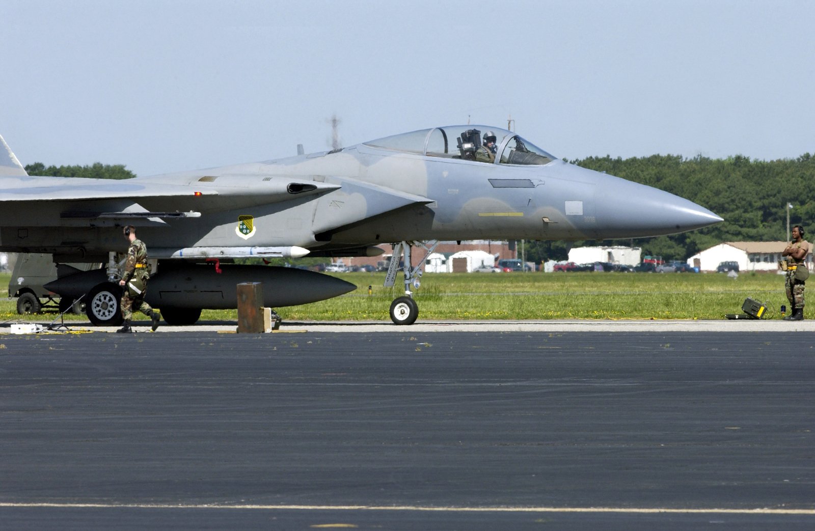 A US Air Force (USAF) F-15C Eagle aircraft assigned to the 1ST Fighter ...