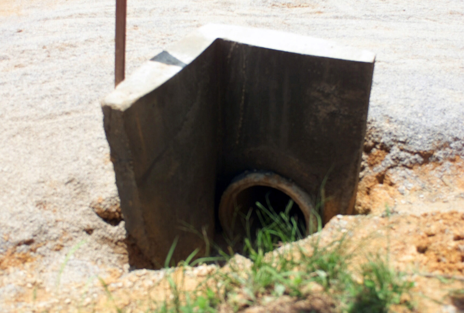 A sump drain, with an L shaped deviator, part of the new drainage ...