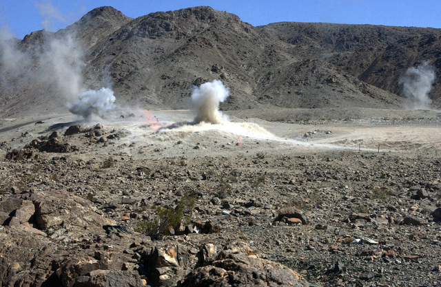 A round from an AT-4 small rocket launcher impacts on Range 400 at ...