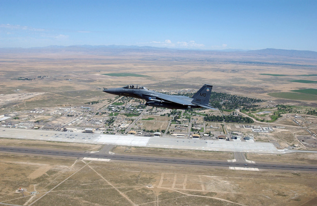 An US Air Force (USAF) F-15E Strike Eagle aircraft from the 391st ...