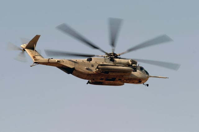 A US Marine Corps (USMC) CH-53E Sea Stallion helicopter assigned to ...