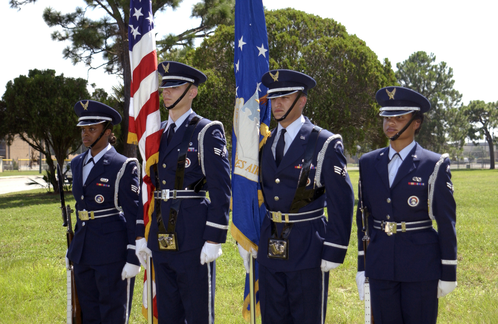 The US Air Force (USAF) Honor Guard Posts The Colors In Preparation For ...