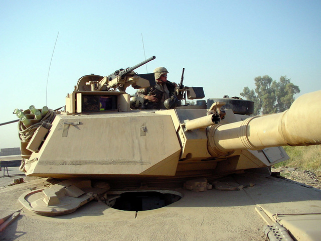 At a forward-deployed location, a US Army (USA) M1A1 Abrams Main Battle ...