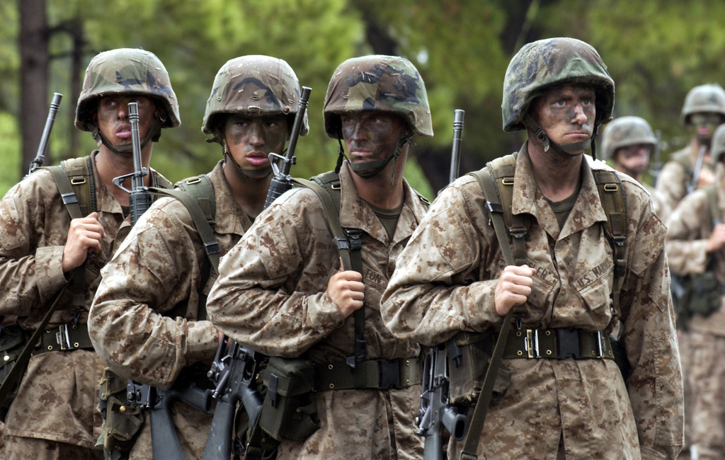 New US Marine Corps (USMC) recruits from the Marine Corp Recruit Depot ...