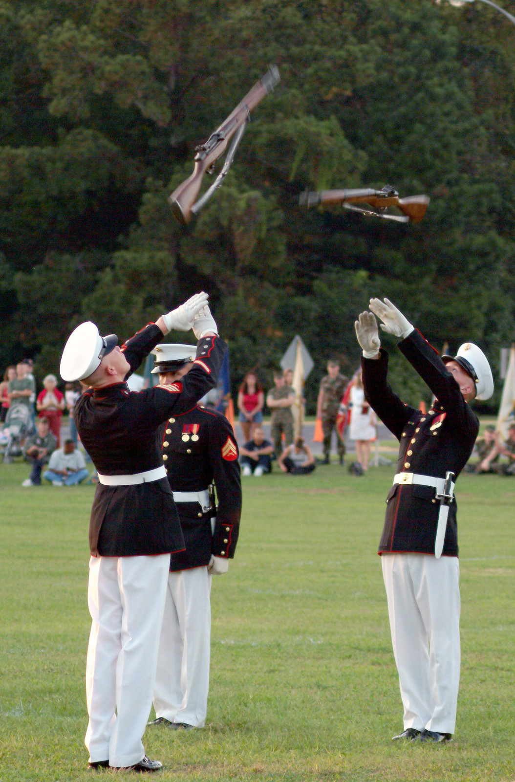 Members Of The US Marine Corps (USMC) Silent Drill Platoon Perform A ...