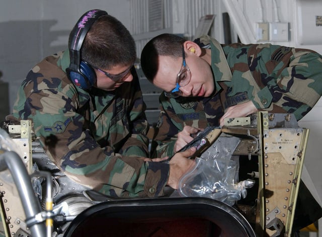 US Air Force (USAF) SENIOR AIRMAN (SRA) Nicholas Humphrey, right and ...