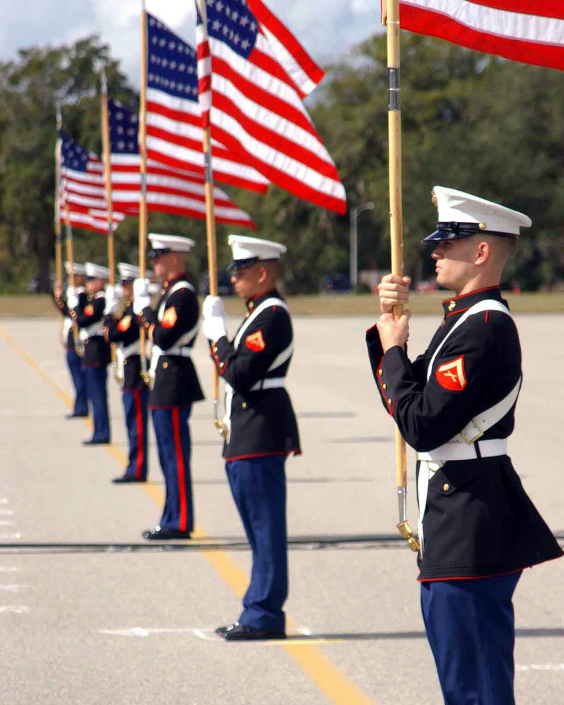 Us Marine Corps Usmc Marines From Marine Corps Recruit Depot Mcrd Parris Island South Carolina Sc Hold The Various Designs Of The American Flag Through Our History For Mcrd Parris Island S Birthday - united states marine corps parris island roblox
