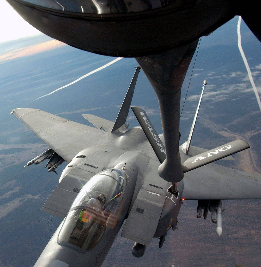 A US Air Force (USAF) F-15E Strike Eagle fighter, 57th Wing, Weapons ...