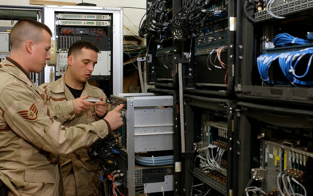 US Air Force (USAF) STAFF Sergeant (SSGT) Nathan Haley, left and SENIOR ...