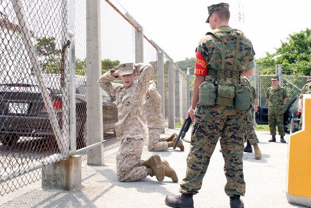 A US Marine Corps (USMC) Marine, Security Detail, Camp Foster, Marine ...