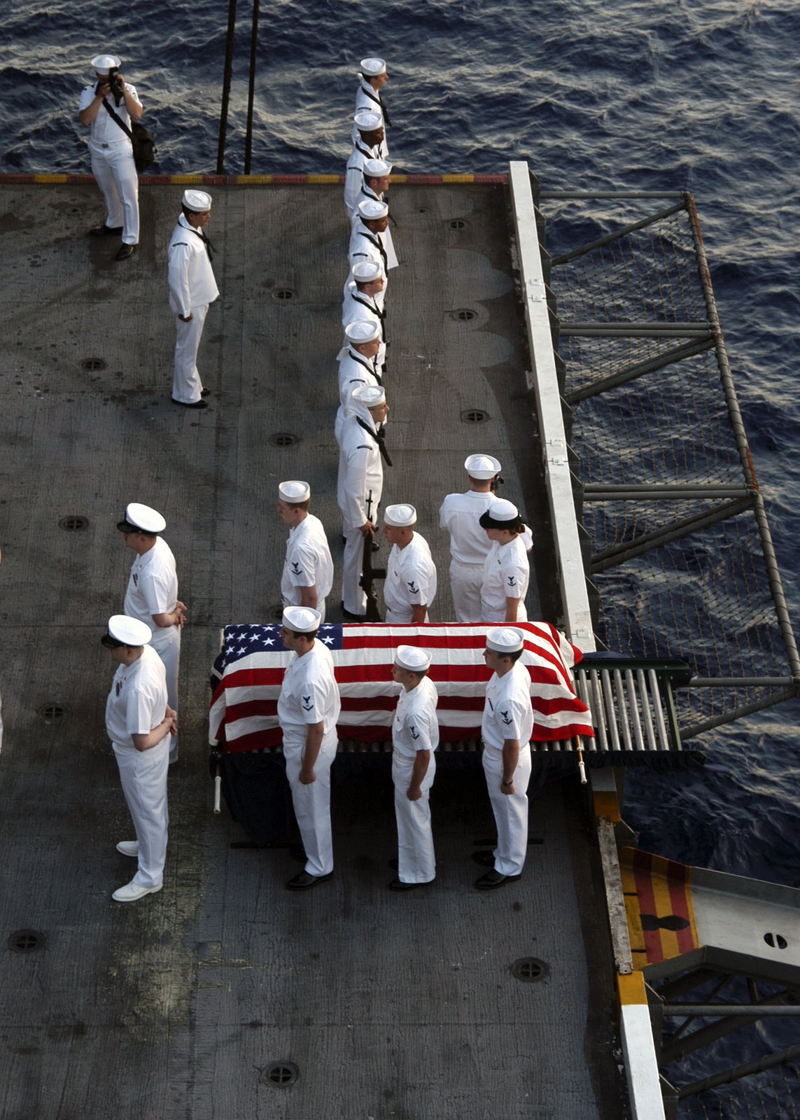 US Navy (USN) Sailors, aboard the USN USS ENTERPRISE (CVN 65), conduct ...