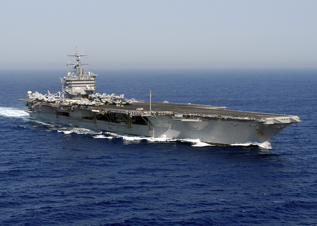 The US Navy (USN) Aircraft Carrier USS ENTERPRISE (CVN 65) cruises ...