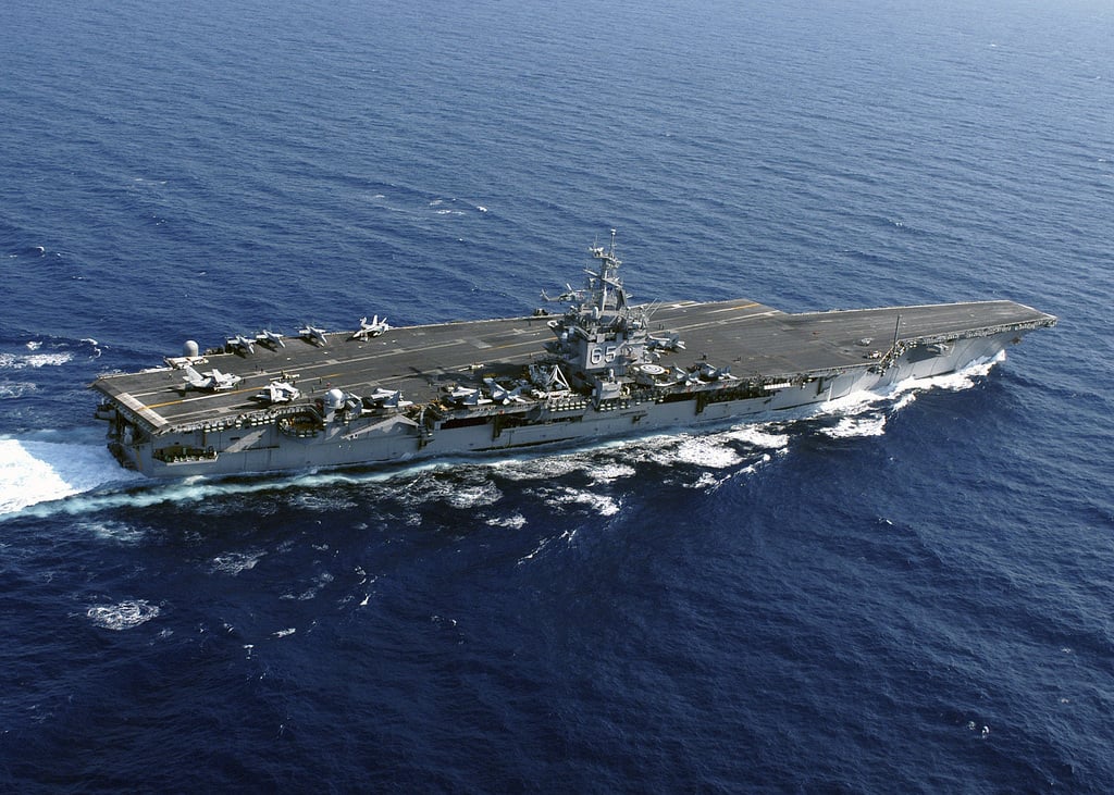 The US Navy (USN) Aircraft Carrier USS ENTERPRISE (CVN 65) cruises ...