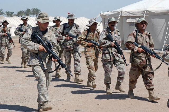 A group of Commando recruits with the 60th Iraqi Civil Defense Corps ...