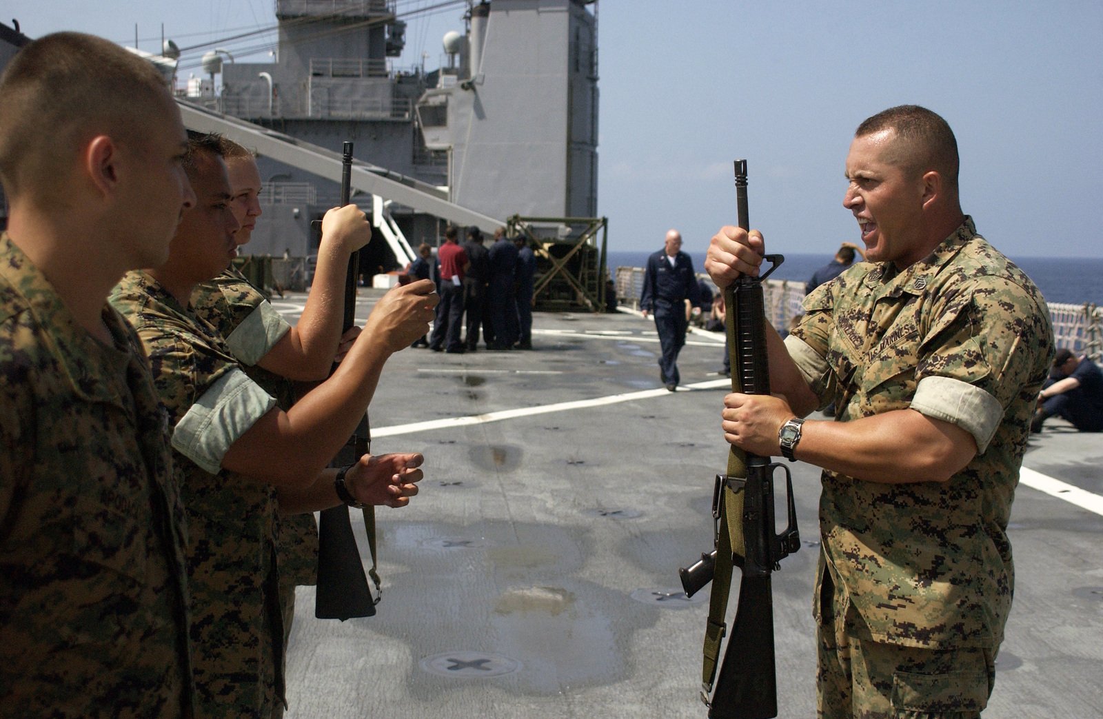 Onboard The Flight Deck Of The Us Navy (usn) Dock Landing Ship, Uss 